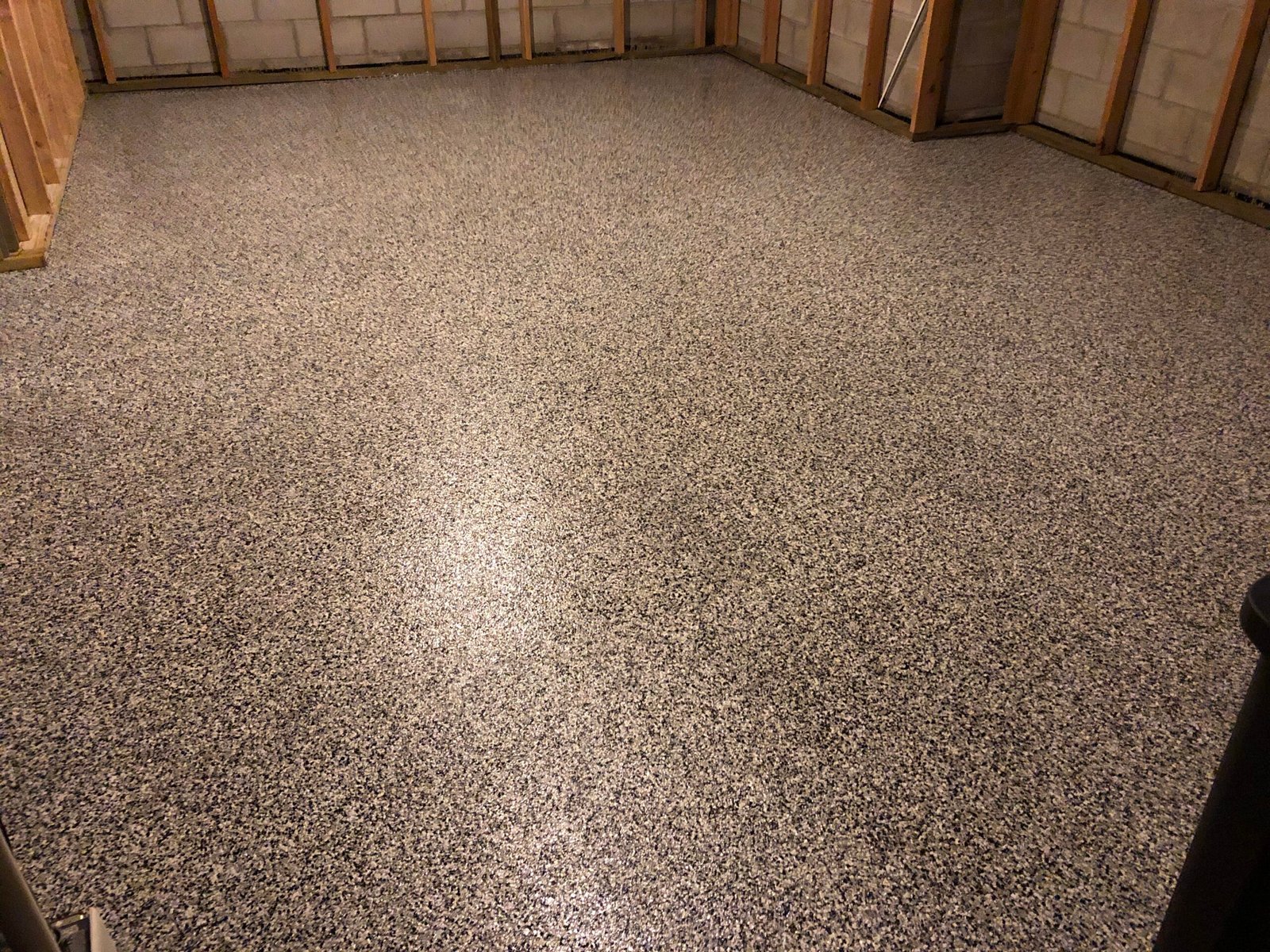 Coated garage floor
