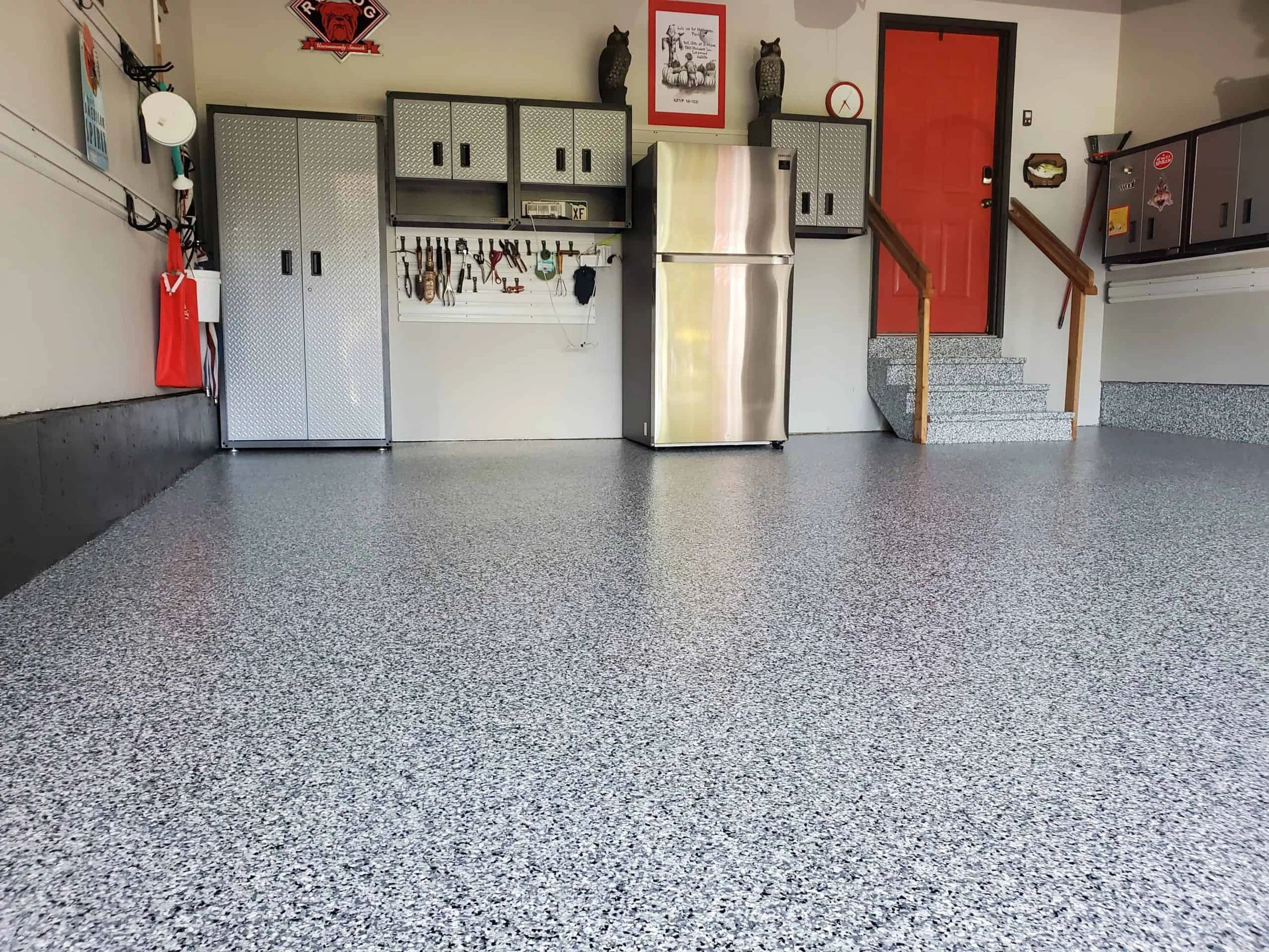 Coated garage floor