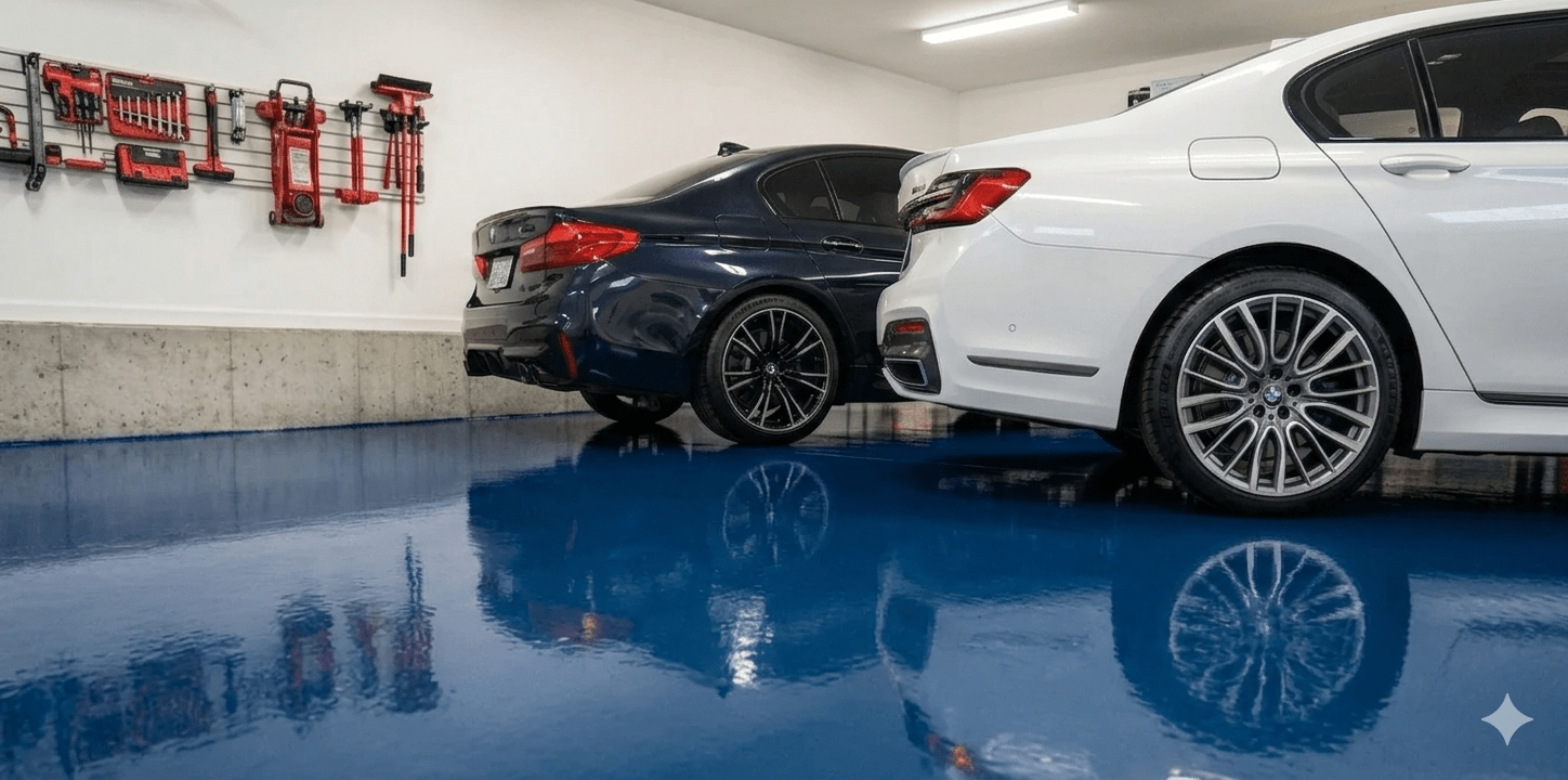 Coated garage floor